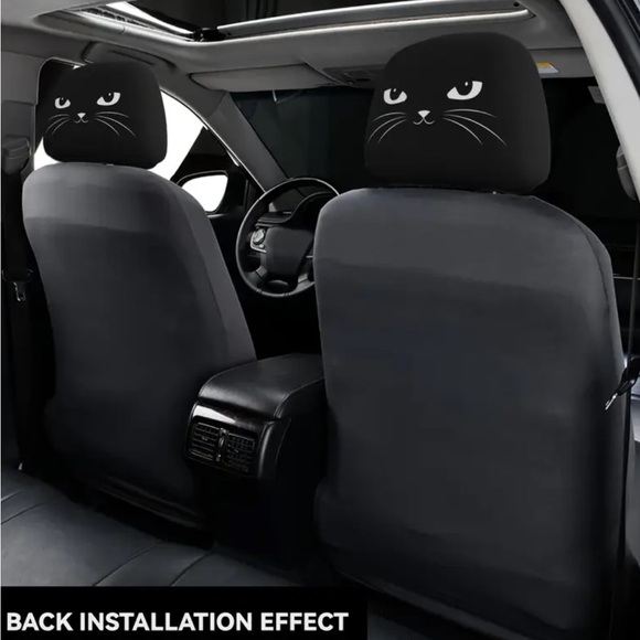2pcs Black Cat Car Seat Headrest Covers NIP - Picture 4 of 7